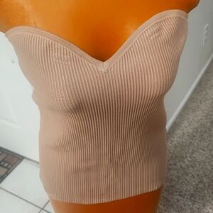 GUESS size XL camel colored ribbed strapless top